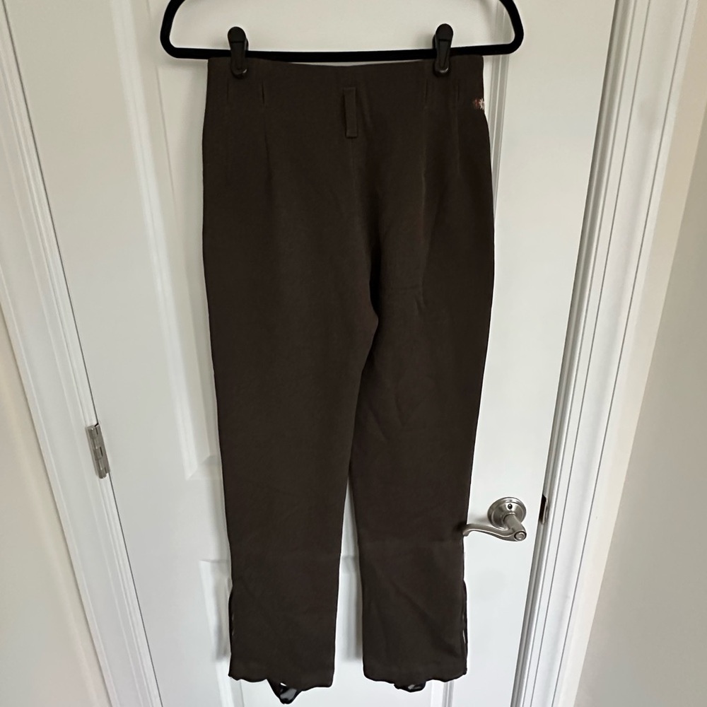 Vintage Post Card Italian Design Ski Pants Brown Floral Embroidered Stirrup - XS - Picture 3 of 16